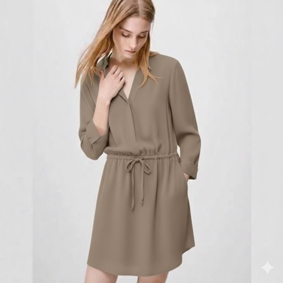 Babaton Tops - Aritzia Babaton Bennett 100% silk mini dress taupe colour size S